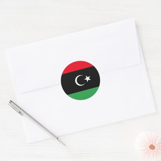 Libische vlag ronde sticker (Envelop)