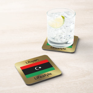 Libische vlag + tekst Onderzetter