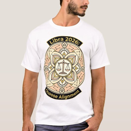 Libra 2026 Zodiac Scales Mandala – Balance & Harmo T-shirt (Voorkant)