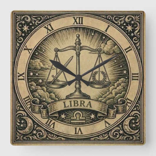 Libra Antieke Zodiak Wandklok (Voorkant)