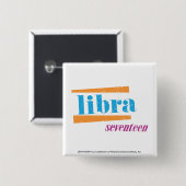 Libra Aqua Vierkante Button 5,1 Cm (Voorkant /achterkant)