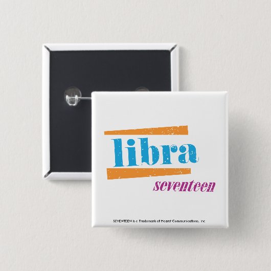Libra Aqua Vierkante Button 5,1 Cm (Voorkant /achterkant)