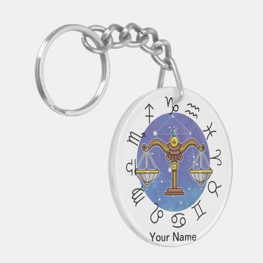 Libra - Aquarius Zodiac Acrylic Keychain  (Voorkant Links)