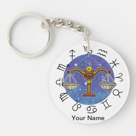 Libra - Aquarius Zodiac Acrylic Keychain  (Voorkant)