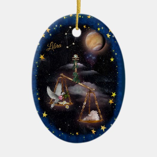 Libra Art Collage Keramisch Ornament (Voorkant)