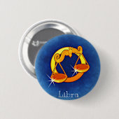 Libra, Bilancia Ronde Button 5,7 Cm (Voorkant /achterkant)