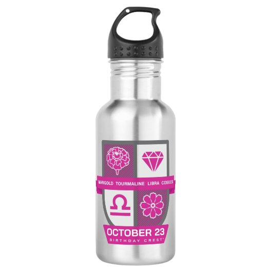 Libra Birthday Crest™ for October 1-23 Waterfles (Voorkant)
