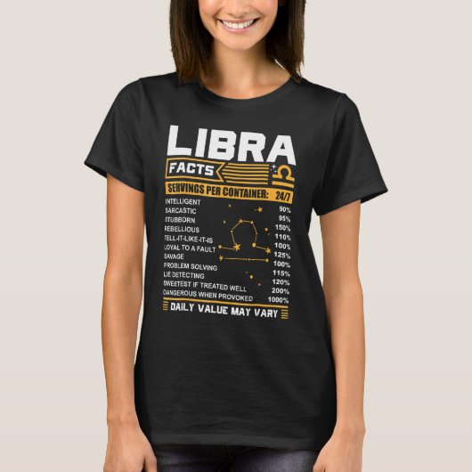 Libra Birthday Libra Facts T-shirt (Voorkant)