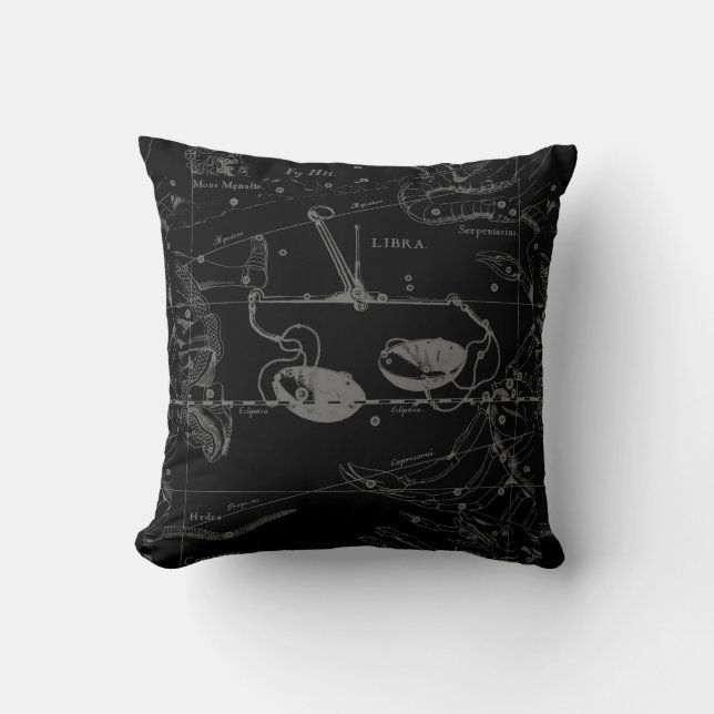 Libra Constellation Hevelius 1690 Engraving Style Kussen (Voorkant)