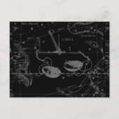 Libra Constellation Hevelius 1690 Map on Black Briefkaart (Voorkant)