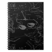 Libra Constellation Hevelius 1690 Map on Black Notitieboek (Voorkant)