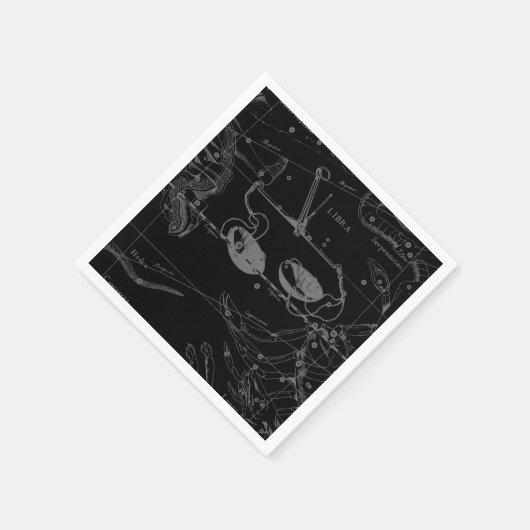 Libra Constellation Hevelius 1690 Map on Black Servetten (Hoek)