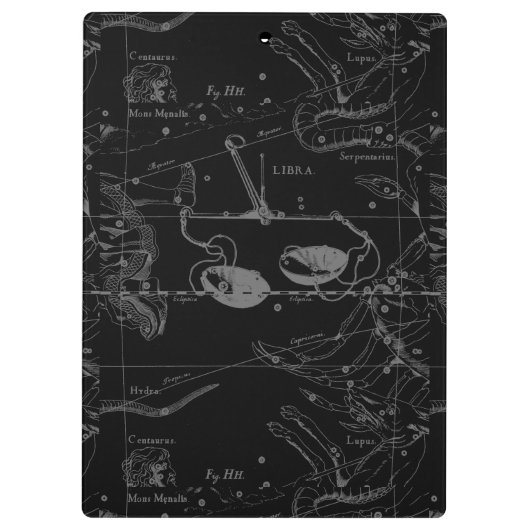 Libra Constellation Hevelius circa 1690 Klembord (Achterkant)