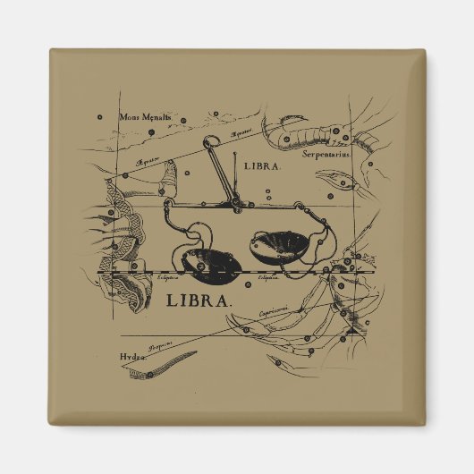 Libra Constellation Map Hevelius 1690 Decor Magneet (Voorkant)