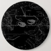 Libra Constellation Map Hevelius 1690 op zwart Ronde Button 6,0 Cm (Voorkant)