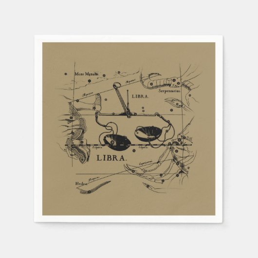 Libra Constellation Map Hevelius circa 1690 Servetten (Voorkant)