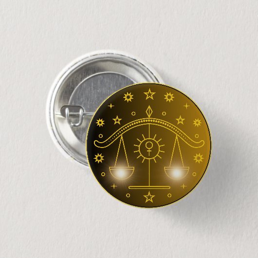 Libra Dierenriem Embleem | Minimaal Hemels Symbool Ronde Button 3,2 Cm (Voorkant /achterkant)