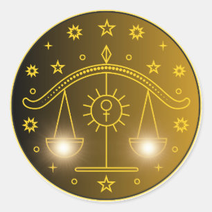 Libra Dierenriem Embleem Minimaal Hemels Symbool Ronde Sticker