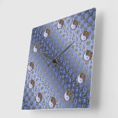 Libra & Earth Rabbit Vierkante Klok (Hoek)