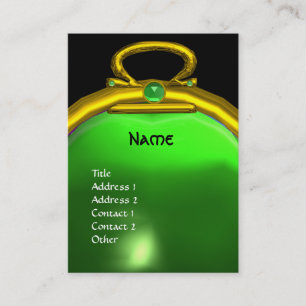 LIBRA EMERALD MONOGRAM helder levendig geel groen Visitekaartje