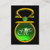 LIBRA EMERALD MONOGRAM helder levendig geel groen Visitekaartje (Achterkant)