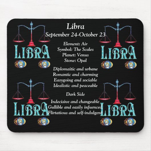 Libra Geboorte Teken Zodiac Muismat (Voorkant)