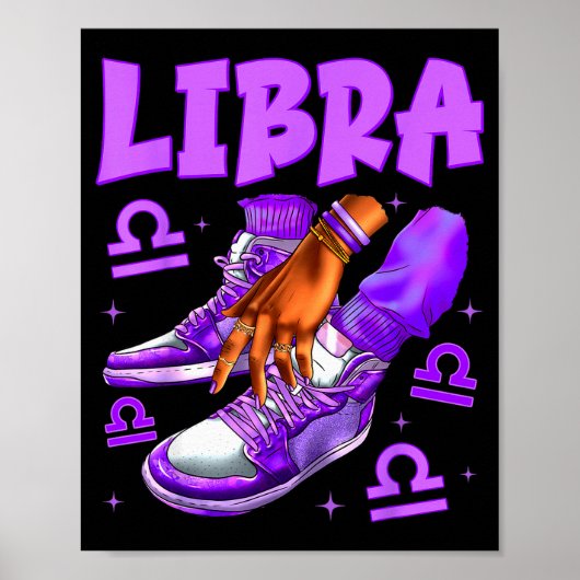 Libra Girl Birthday Black Woman Sneakers Zodiac Si Poster (Voorkant)
