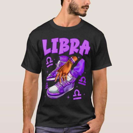 Libra Girl Birthday Black Woman Sneakers Zodiac Si T-shirt (Voorkant)
