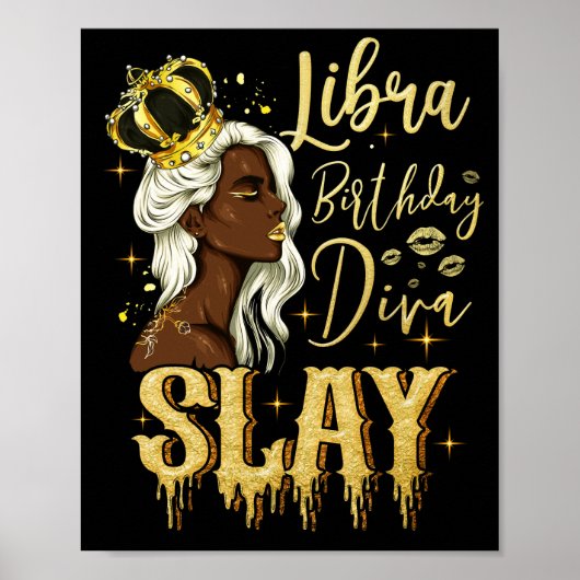 Libra Girl Birthday Diva Slay Zodiac Libra Queen Poster (Voorkant)