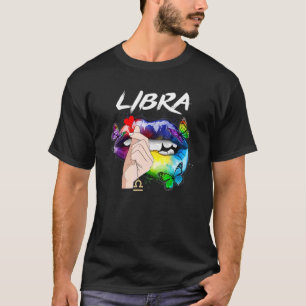 Libra Girl Zodiac Sign Birthday Queen Color Lip T-shirt
