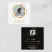 *~* LIBRA Goddess Opal Gold Black Glitter Vierkante Visitekaartje (Voorkant / Achterkant)