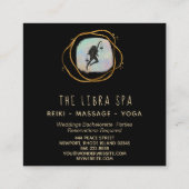 *~* LIBRA Goddess Opal Gold Black Glitter Vierkante Visitekaartje (Achterkant)