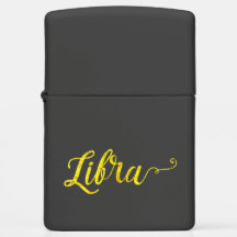 Libra Gold Lettering Zippo Lighter