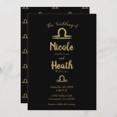 LIBRA Gold Zodiac Astrology Summer Fall Wedding Kaart (Voorkant / Achterkant)