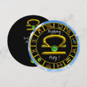 LIBRA GOLD ZODIAC BIRTHDAY JEWEL, Astrologische gr Kaart (Voorkant / Achterkant)