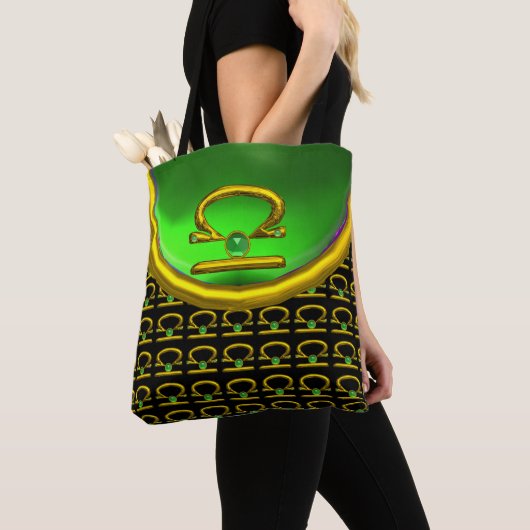 LIBRA GOLD ZODIAC BIRTHDAY JEWELS, Green Emerald Tote Bag (Dichtbij)