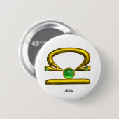 LIBRA Gold Zodiac Birthday Sign Ronde Button 5,7 Cm (Voorkant /achterkant)