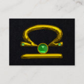 LIBRA GOLD ZODIAC JEWEL, Green Emerald Black Visitekaartje (Achterkant)