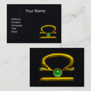 LIBRA GOLD ZODIAC JEWEL, Green Emerald Black Visitekaartje