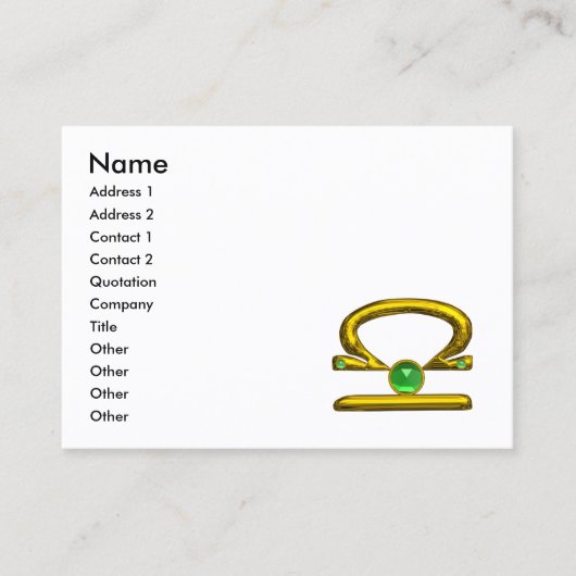 LIBRA GOLD ZODIAC JEWEL Green Emerald Visitekaartje (Voorkant)