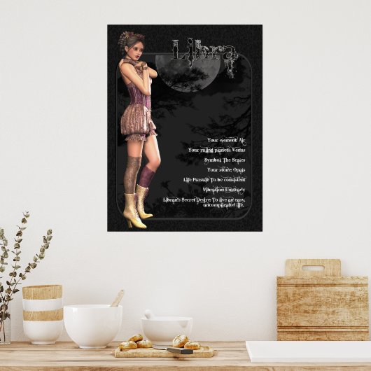 Libra Gothic Zodiac Birthday Print / Poster (Keuken)