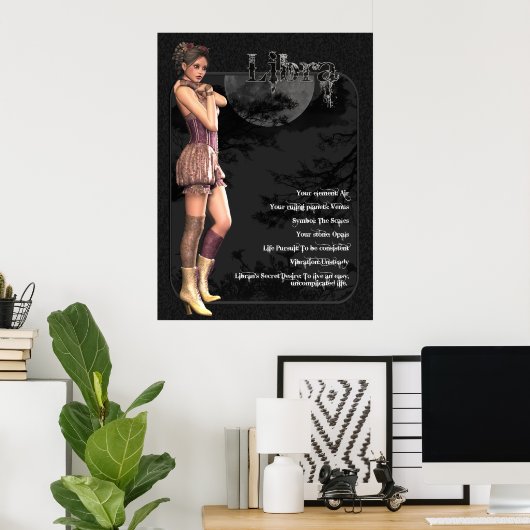 Libra Gothic Zodiac Birthday Print / Poster (Thuiskantoor)