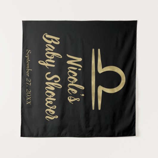 LIBRA Goud September Oktober Verjaardag Astrologie Wandkleed (Voorkant (horizontaal))