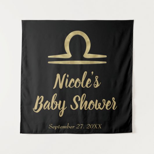 LIBRA Goud September Oktober Verjaardag Astrologie Wandkleed (Voorkant)