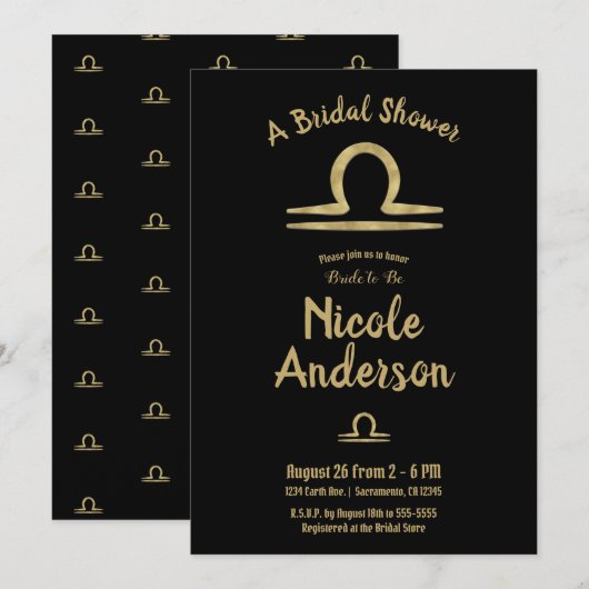 LIBRA Goud Zodiac Astrologie Bruidsfeestje Herfst Kaart (Voorkant / Achterkant)