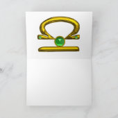 LIBRA Green Emerald & Gold Zodiac Birthday Kaart (Binnen)