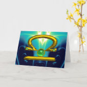 LIBRA Green Emerald & Gold Zodiac Birthday Kaart (Gele Bloem)