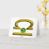 LIBRA Green Emerald & Gold Zodiac Birthday Kaart (Gele Bloem)