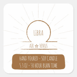 Libra hand gegoten sojakaarslabel vierkante sticker