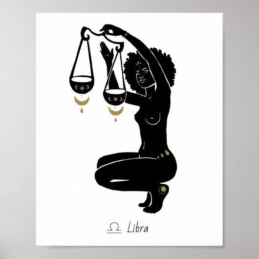 Libra Hemelse Weegschaal Godin Knielend Kunst Poster (Voorkant)
